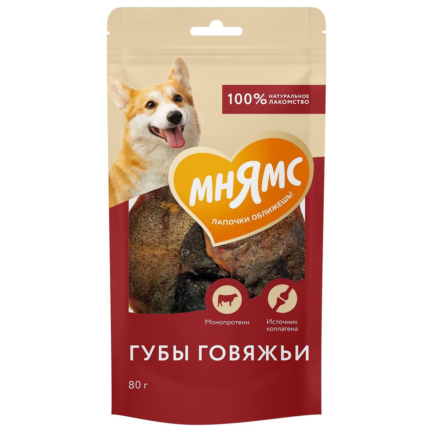 Лакомство Мнямс На каждый день для собак Губы говяжьи 80 г