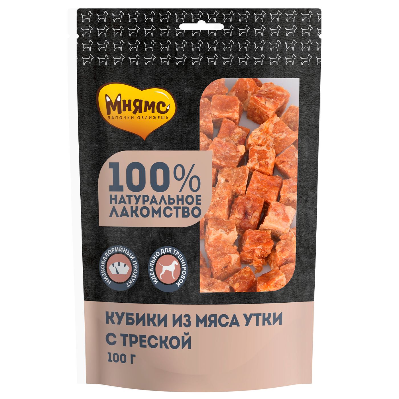 Лакомство Мнямс для собак кубики из мяса утки c треской 100 г — фото 5