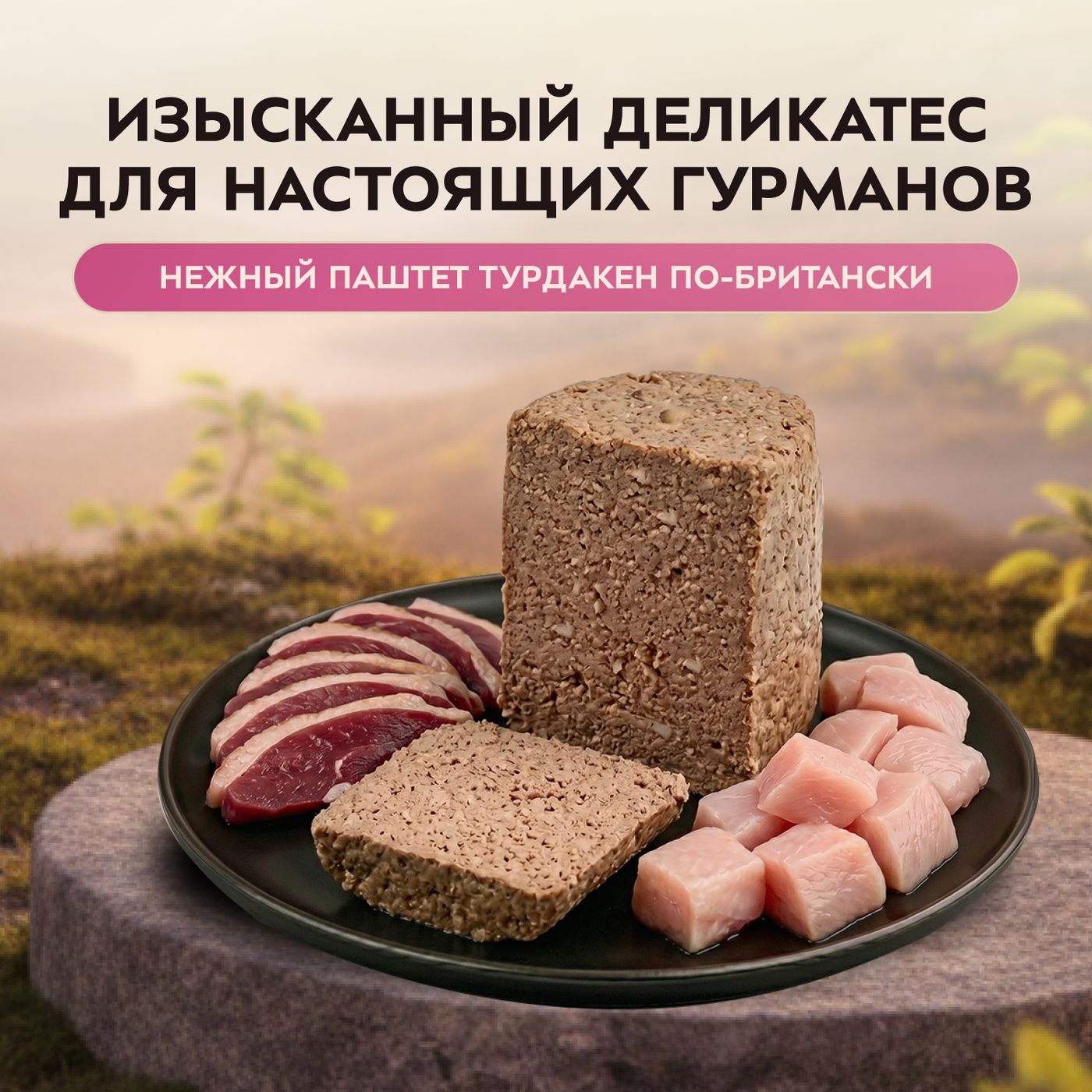 Влажный корм Мнямс Деликатес Паштет из индейки с уткой для собак всех пород "Турдакен по-британски" 400 г — фото 4