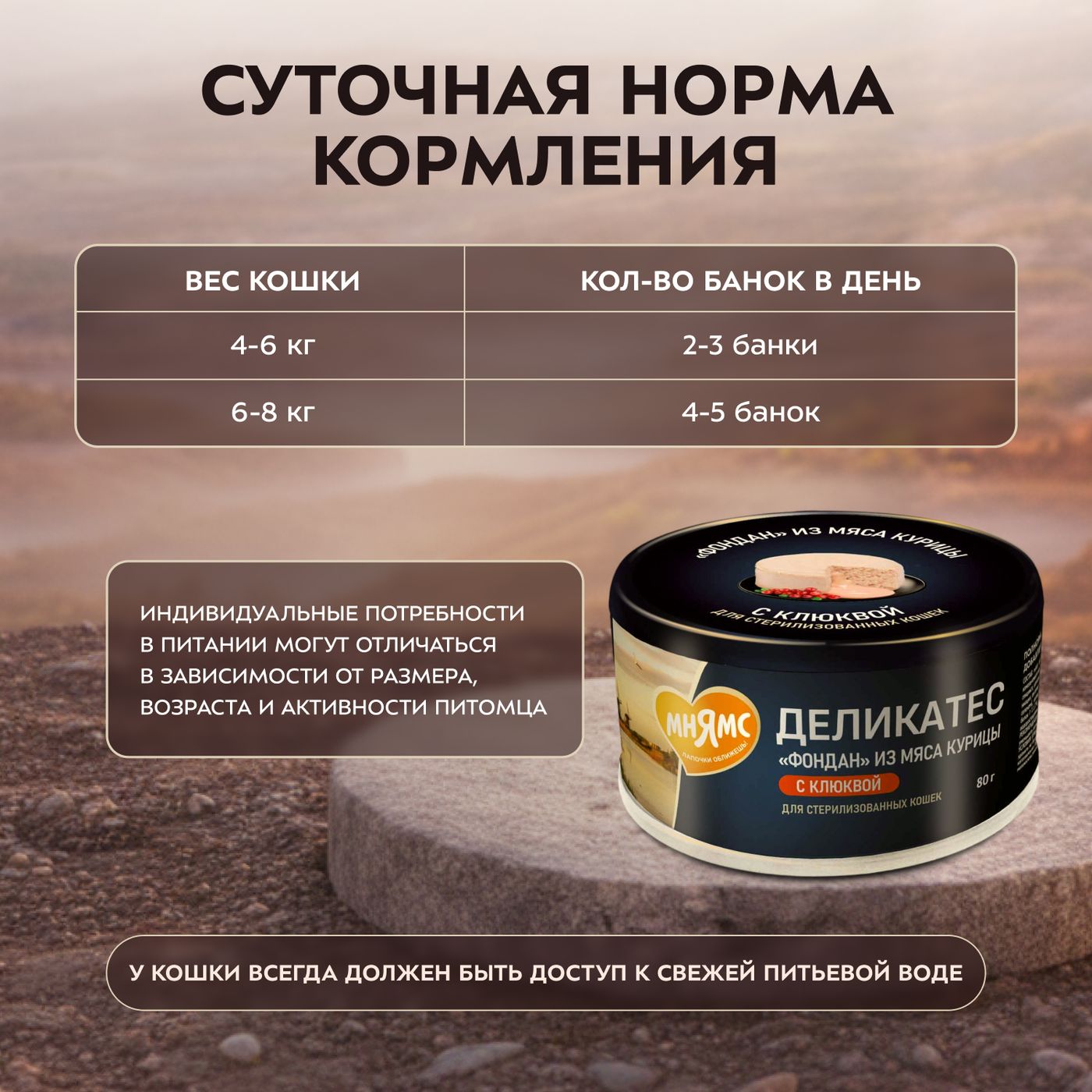 Влажный корм Мнямс Деликатес "Фондан" из мяса курицы с клюквой для стерилизованных кошек 80 г — фото 11