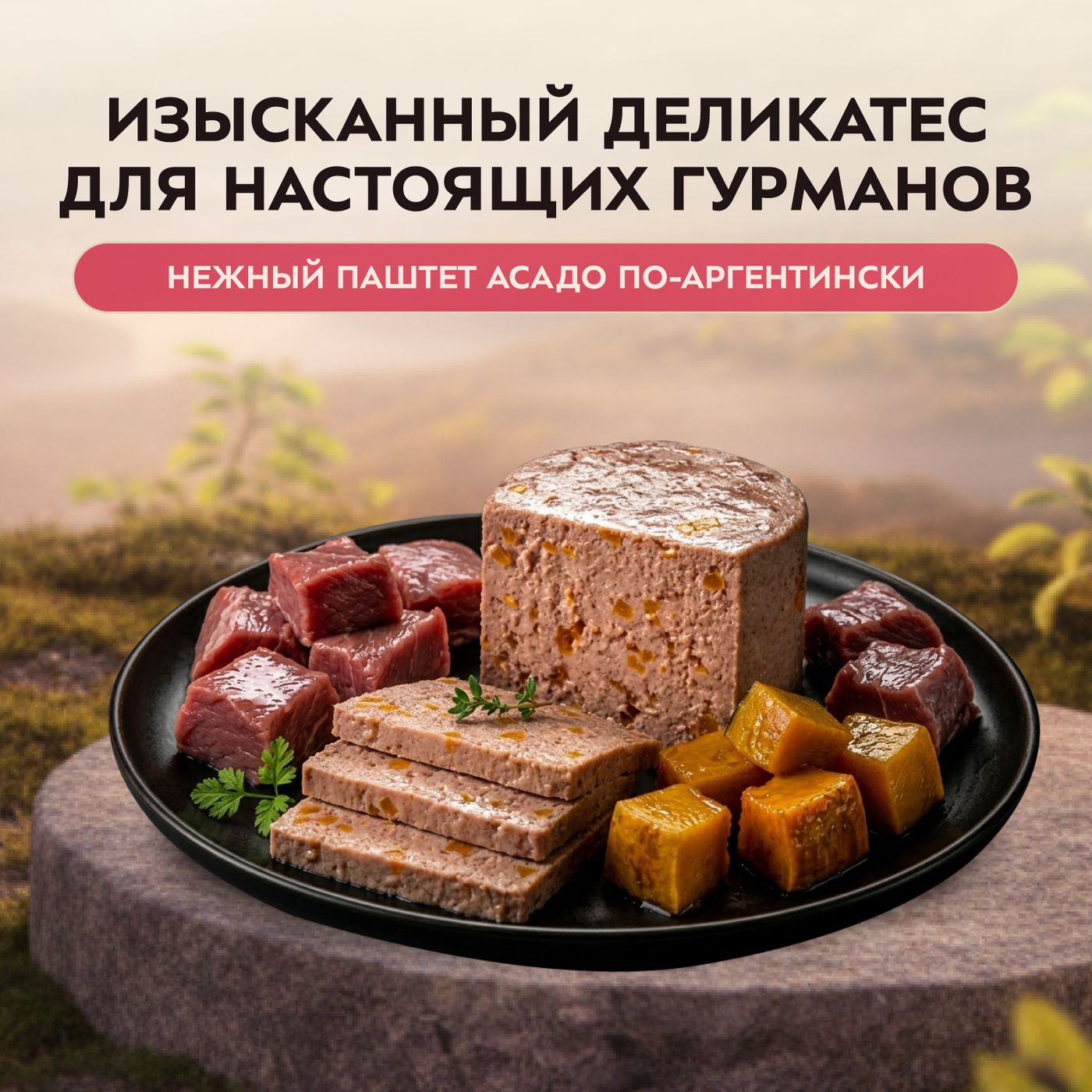 Влажный корм Мнямс Деликатес Паштет из телятины с тыквой для щенков всех пород "Асадо по-аргентински" 200 г — фото 4