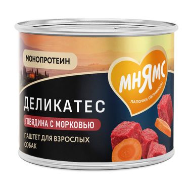 Влажный корм Мнямс Деликатес Паштет из говядины с морковью для собак всех пород "Бразато по-итальянски" 200 г
