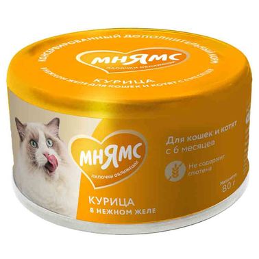 Влажный дополнительный корм Мнямс На каждый день для кошек и котят старше 6 месяцев "курица в нежном желе" 80 г