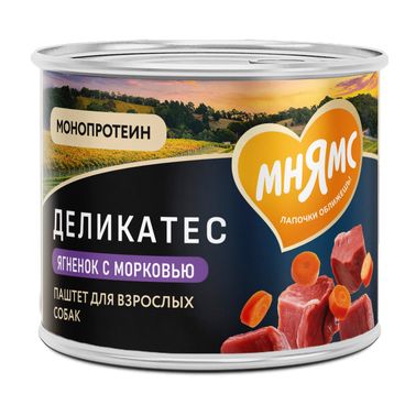 Влажный корм Мнямс Деликатес Паштет из ягненка с морковью для собак всех пород "Клефтико по-афински" 200 г
