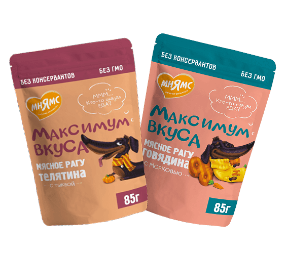 Паучи Мнямс Максимум вкуса с телятиной и говядиной для собак